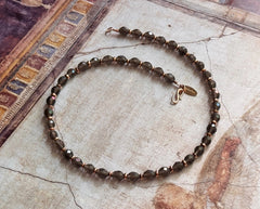 Rosegold 925 Silber Collier mit Obsidian