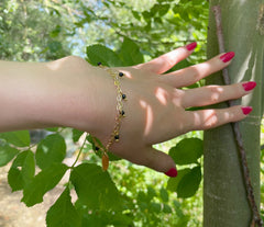 Vergoldetes 925 Silber Armband mit schwarzen Onyx