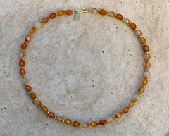Vergoldetes 925 Silber Collier mit Karneol