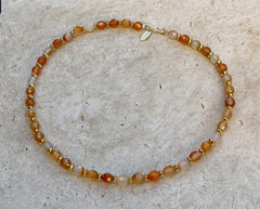 Vergoldetes 925 Silber Collier mit Karneol