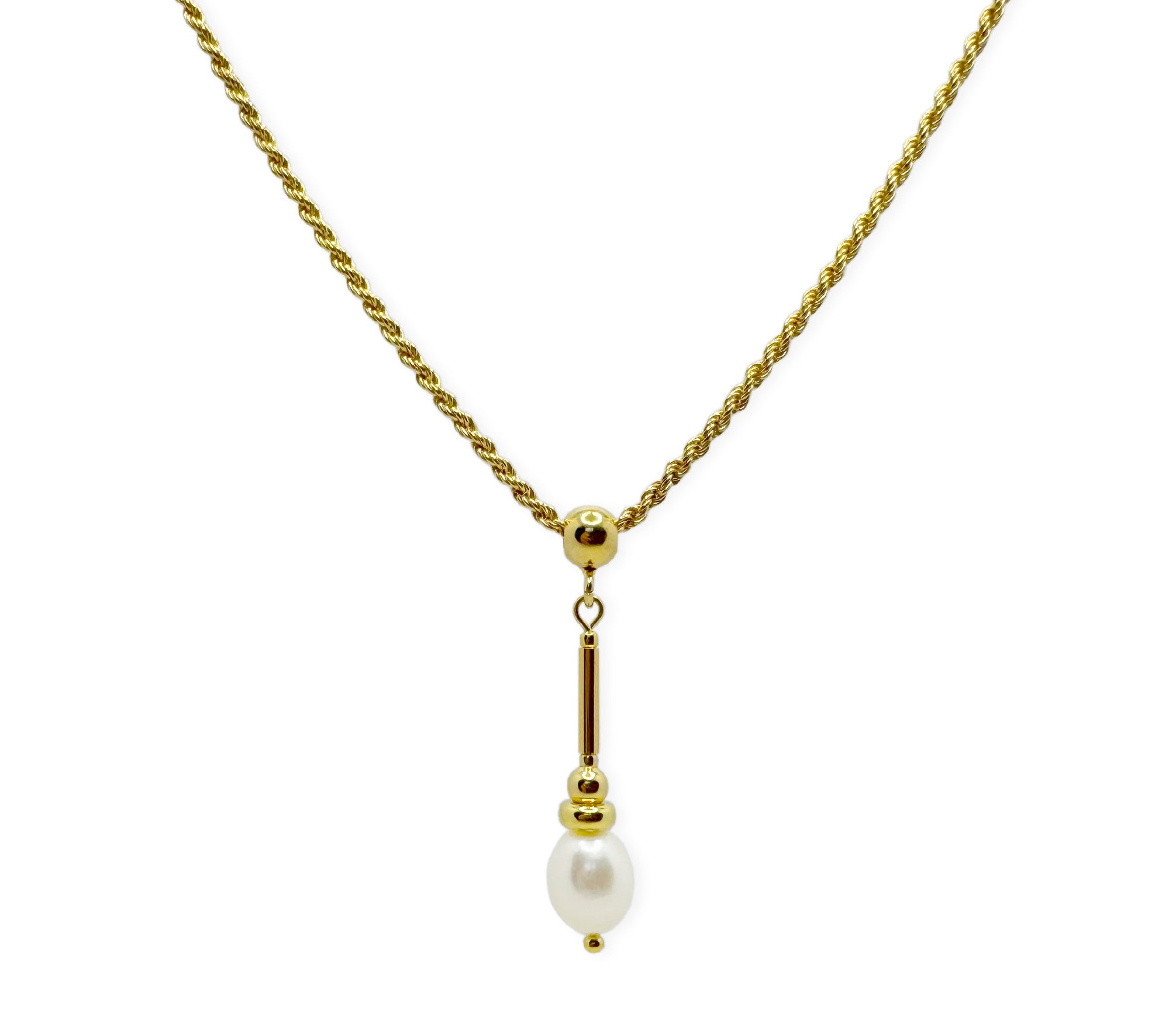 Vergoldetes 925 Silber Collier mit Süsswasserperlen-Anhänger