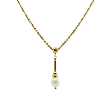 Vergoldetes 925 Silber Collier mit Süsswasserperlen-Anhänger