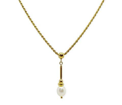 Vergoldetes 925 Silber Collier mit Süsswasserperlen-Anhänger