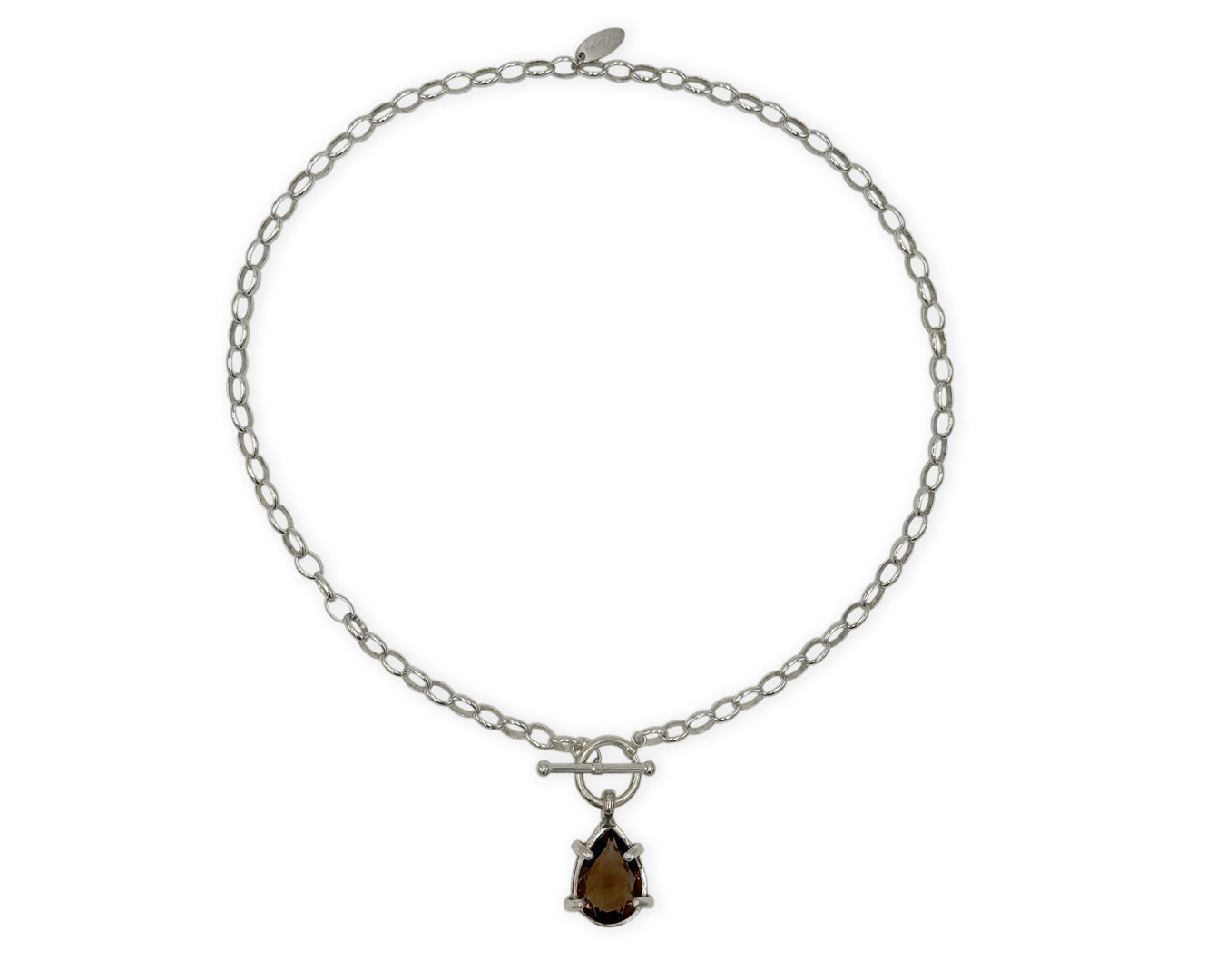 Silber Collier mit Rauchquarz Tropfen