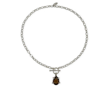 Silber Collier mit Rauchquarz Tropfen