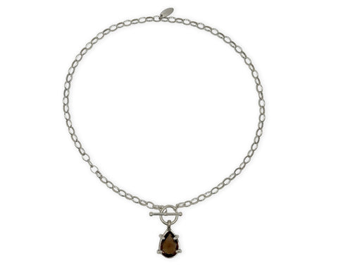 Silber Collier mit Rauchquarz Tropfen