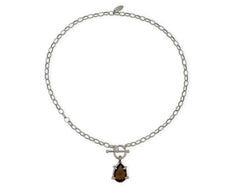 Silber Collier mit Rauchquarz Tropfen
