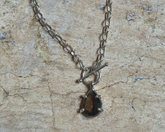 Silber Collier mit Rauchquarz Tropfen