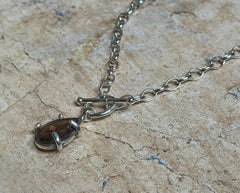 Silber Collier mit Rauchquarz Tropfen