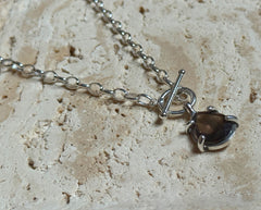 Silber Collier mit Rauchquarz Tropfen