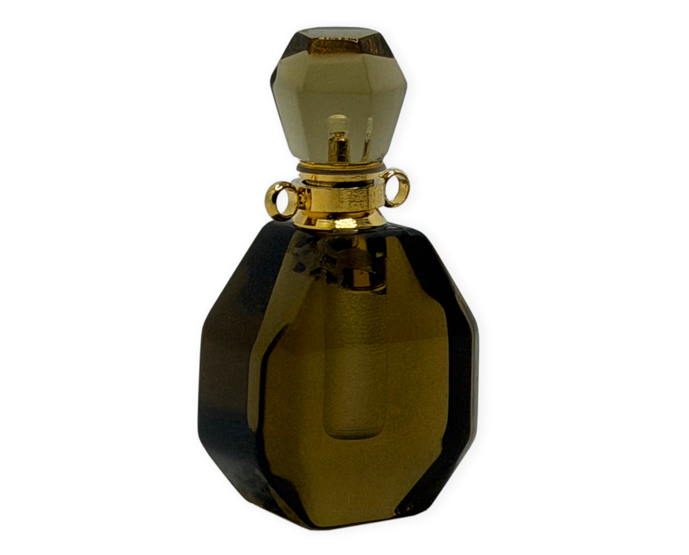 Rauchquarz Perfümfläschchen mit Anhänger aus Edelstahl