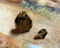 Rauchquarz Perfümfläschchen mit Anhänger aus Edelstahl