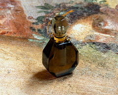 Rauchquarz Perfümfläschchen mit Anhänger aus Edelstahl