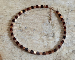 Elegantes Bernstein-Cube Collier aus Roségold 925 Silber Cubes