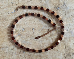 Elegantes Bernstein-Cube Collier aus Roségold 925 Silber Cubes