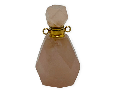 Rosenquarz Perfümflaschen mit Anhänger aus Edelstahl