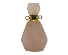 Rosenquarz Perfümflaschen mit Anhänger aus Edelstahl