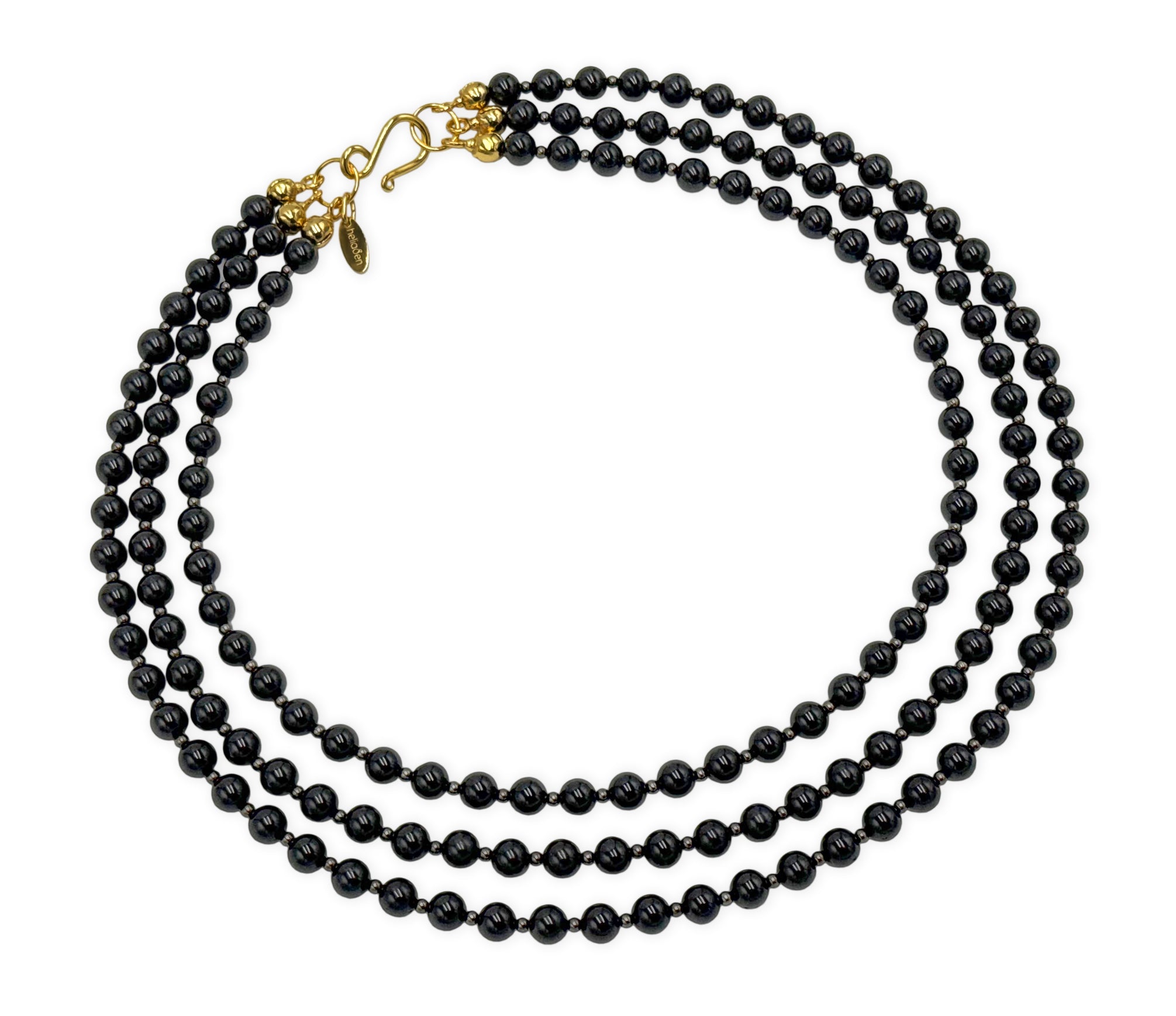 Mehrreihiges Collier mit schwarzen Turmalin Schörlsteinen