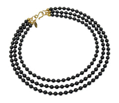 Mehrreihiges Collier mit schwarzen Turmalin Schörlsteinen