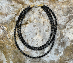 Mehrreihiges Collier mit schwarzen Turmalin Schörlsteinen