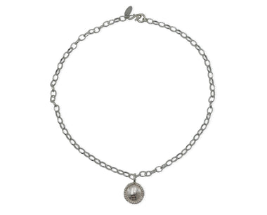 Solides 925 Silber Collier mit einem rundem Anhänger