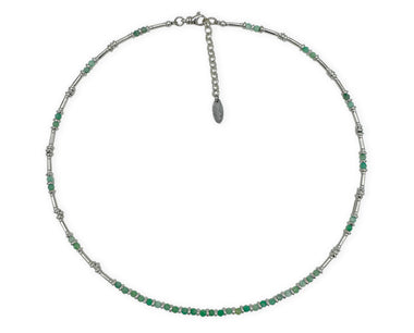 925 Silber Collier mit grünen Smaragden