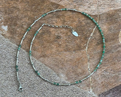 925 Silber Collier mit grünen Smaragden