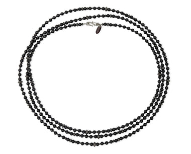 Lange Halskette aus schwarzem Spinell und 925 Silber