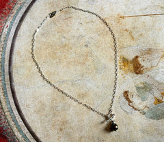 925 Silber Kette mit schwarzer Süsserwasserperle und Turmalinstein