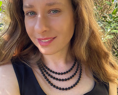 Mehrreihiges Collier mit schwarzen Turmalin Schörlsteinen