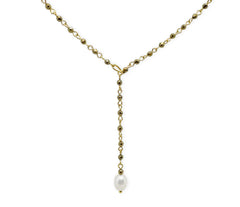 925 Silber Y-Kette mit Hämatit und einer Süßwasserperle