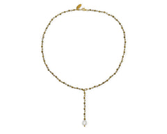 925 Silber Y-Kette mit Hämatit und einer Süßwasserperle