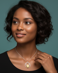 Runder 925 Silber Anhänger mit gelbem Bernstein