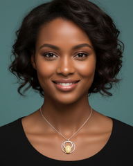 Runder 925 Silber Anhänger mit gelbem Bernstein