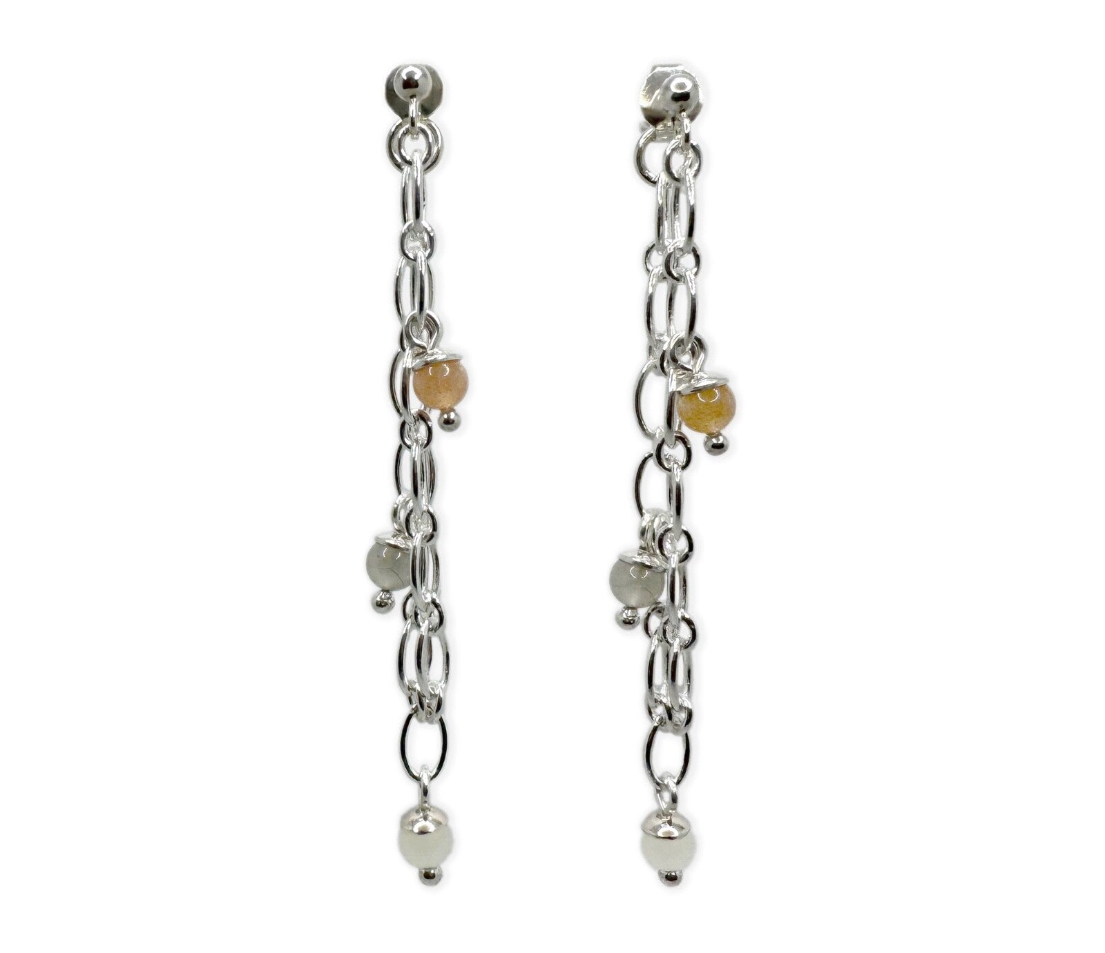 925 Silber Ketten-Ohrstecker mit Botswana Achat