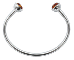 925 Silber Armreif mit zwei Bernsteinen in Cognacfarbe