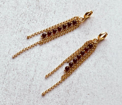 Lange Ohrringe mit vergoldetem 925 Silber und Bernstein in Kirschfarbe