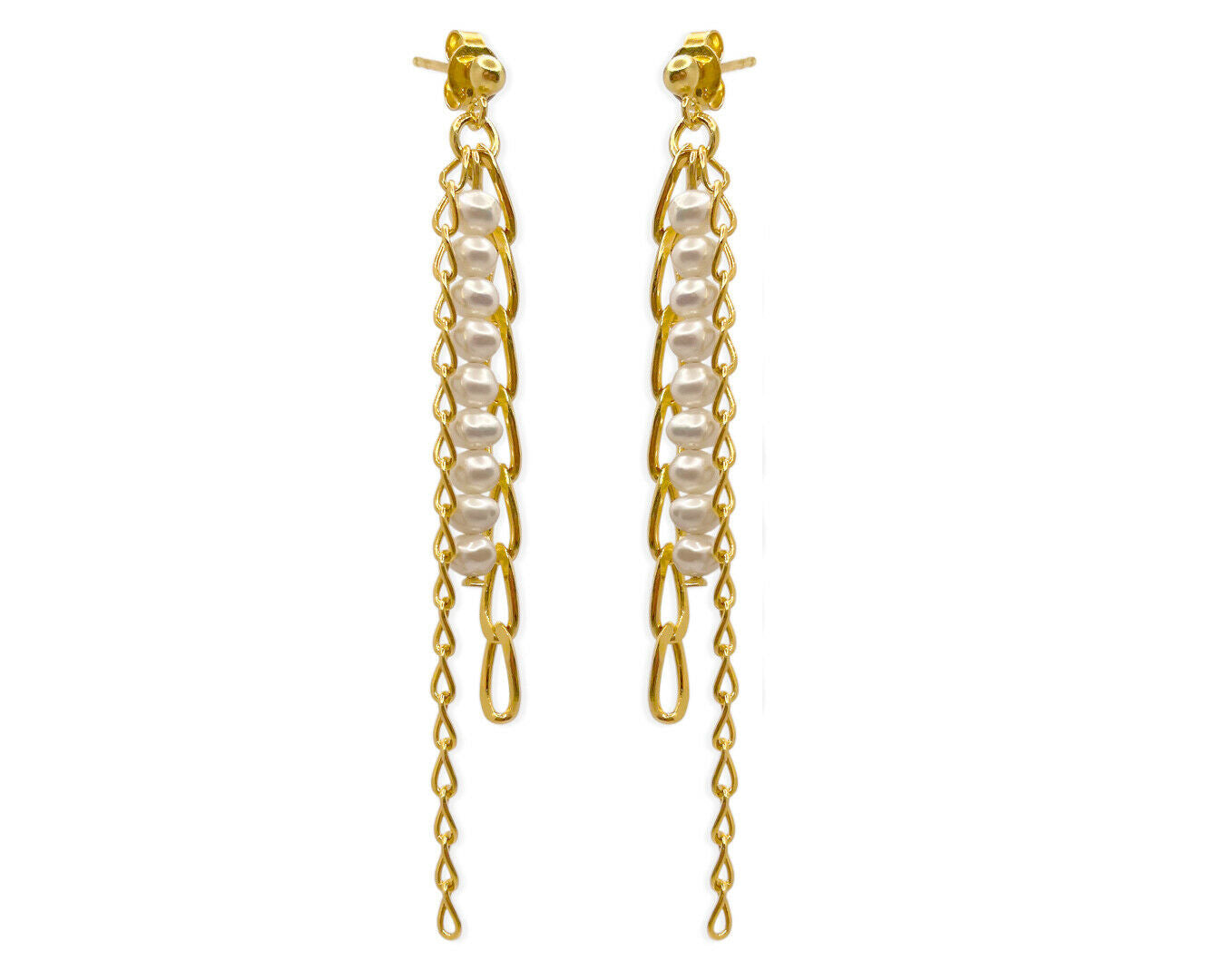 Vergoldete 925 Silber Ohrringe mit Zuchtperlen