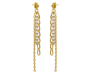 Vergoldete 925 Silber Ohrringe mit Zuchtperlen