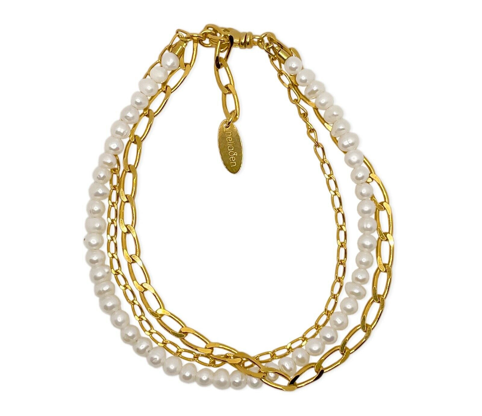 Mehrreihiges vergoldetes 925 Silber Armband mit Zuchtperlen