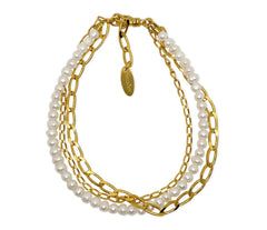 Mehrreihiges vergoldetes 925 Silber Armband mit Zuchtperlen