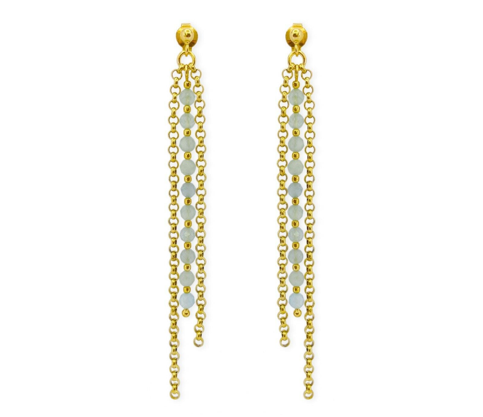 Vergoldete Silber Ohrringe mit facettierten Aquamarinsteinen