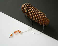 Zierliche längliche Silber Bernstein Kette in Cognac-Farbe