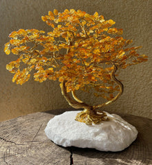 Bonsai Glücksbaum Lebensbaum Geldbaum aus Bernstein VIII 20 cm Handmade Handmade Feng Shui Deko