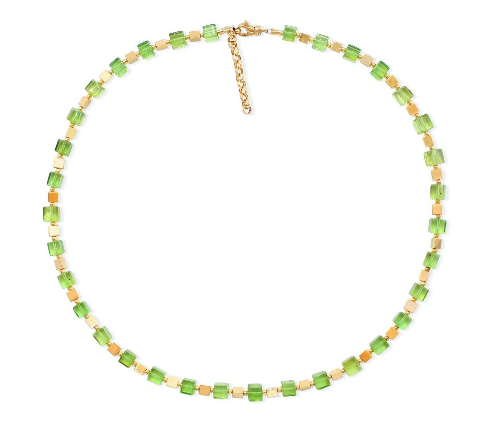 Elegantes Bernstein-Cube Collier mit vergoldeten 925 Silber Dreiecken