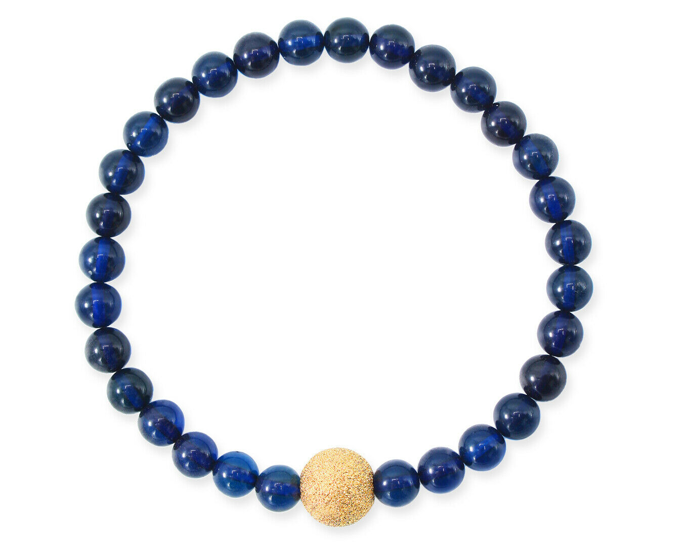 Armband mit dunkelblauem Bernstein und diamentierter Silberkugel