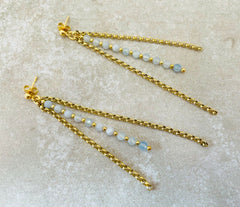 Vergoldete Silber Ohrringe mit facettierten Aquamarinsteinen