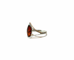 Moderner 925 Silber Ring mit Marquise-Bernstein