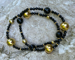 Wickelarmband mir Onyx und vergoldeten 925 Silber Kugeln