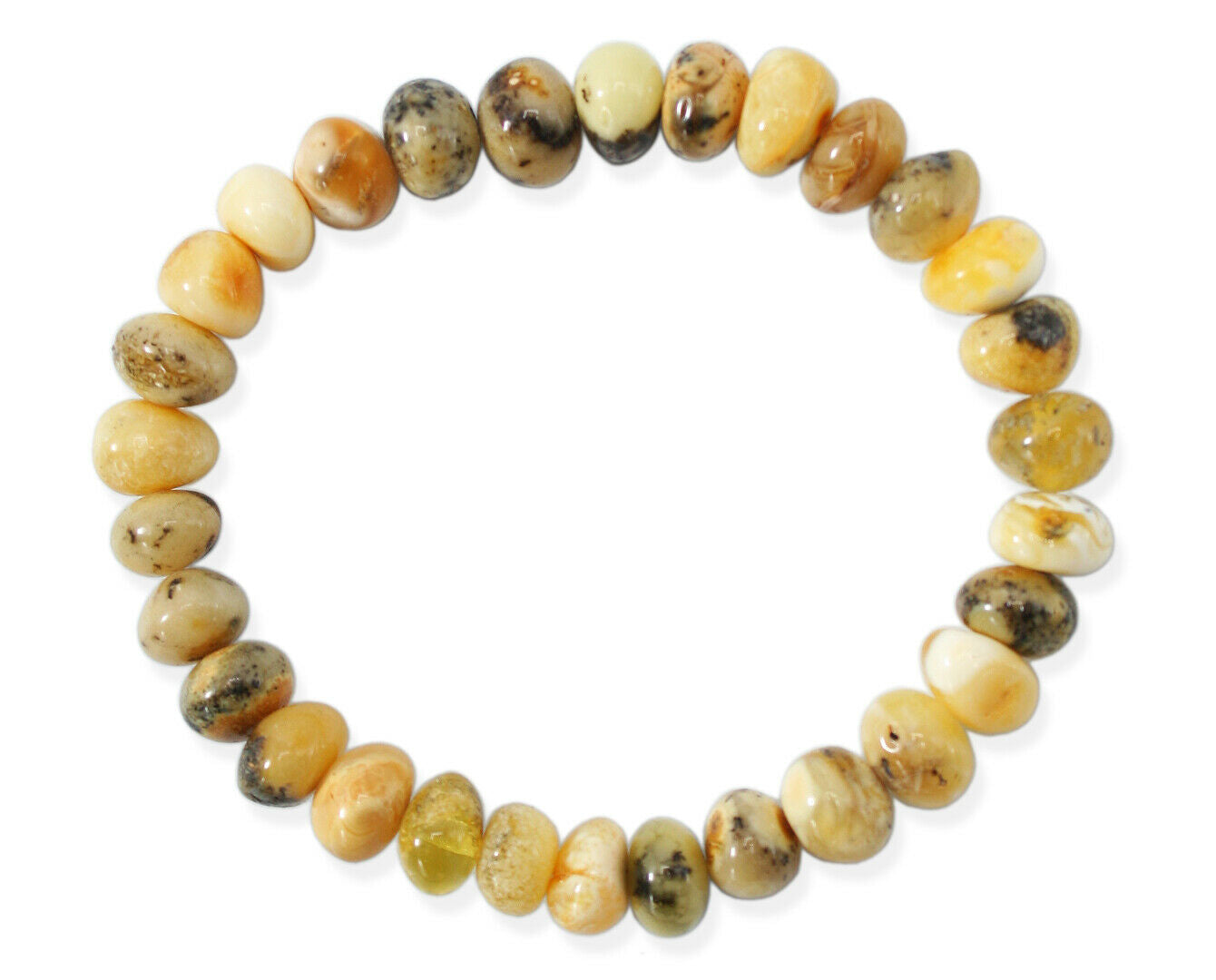 Gelbweißes Natur Bernstein Armband in verschiedenen Maserungen